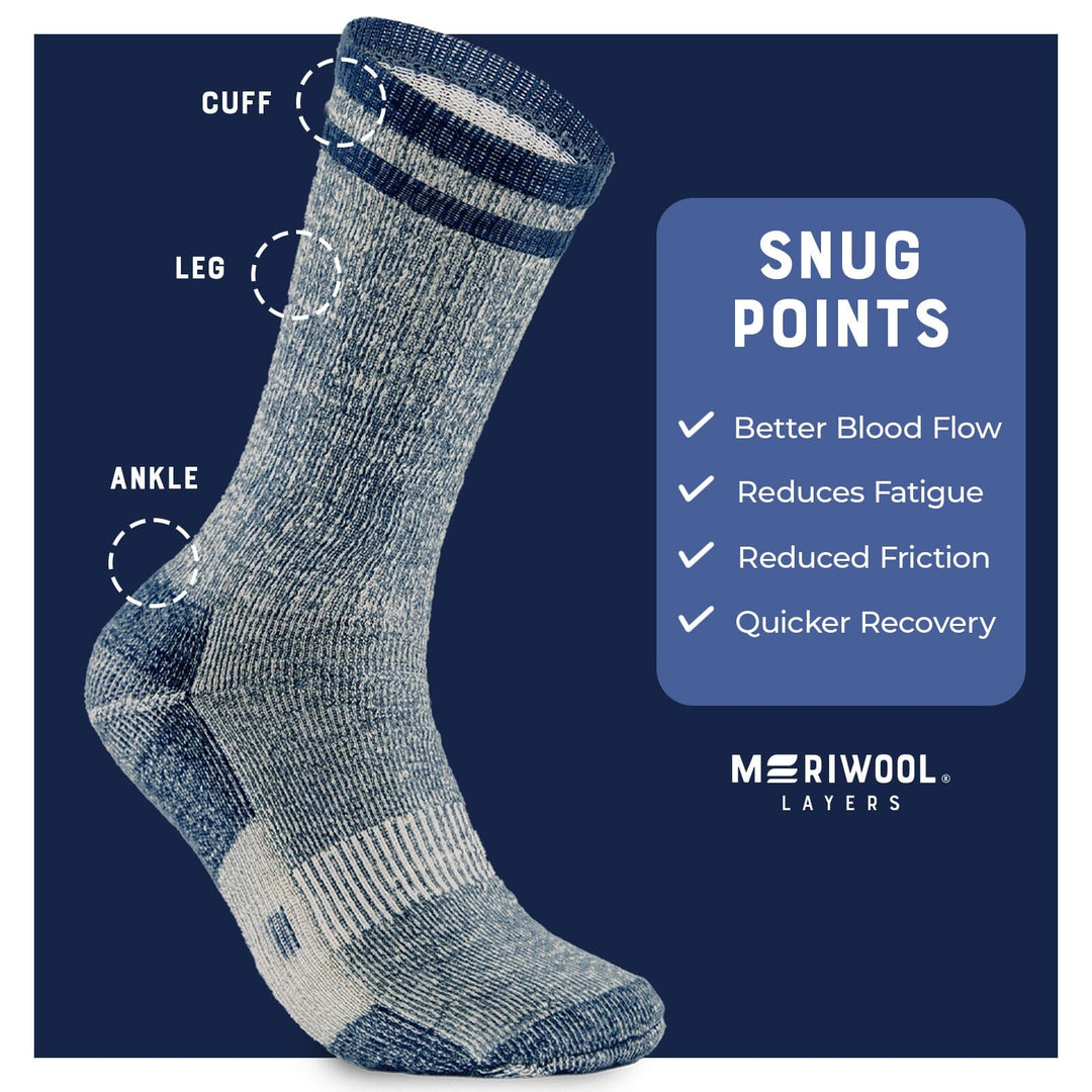 MERINO MIDWEIGHT “SNUG FITTING” CREW SOCKS -3PK