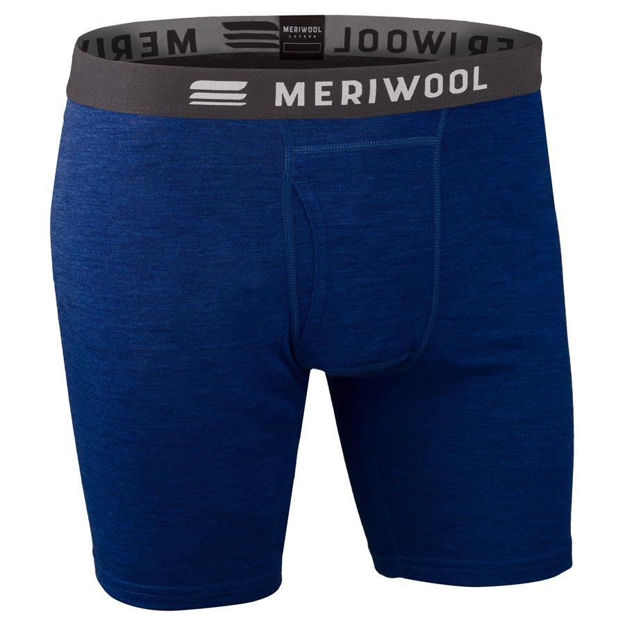 Merino Wool Long Boxer Briefs, Marine Blue