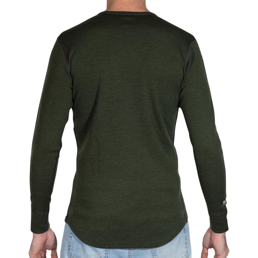 MERIWOOL Mens Base Layer 100% Merino Wool Heavyweight 400g Thermal Shirt  for Men Army Green at  Men's Clothing store