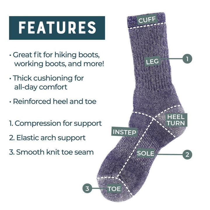 Merino Midweight Crew Socks - Everest -3PK